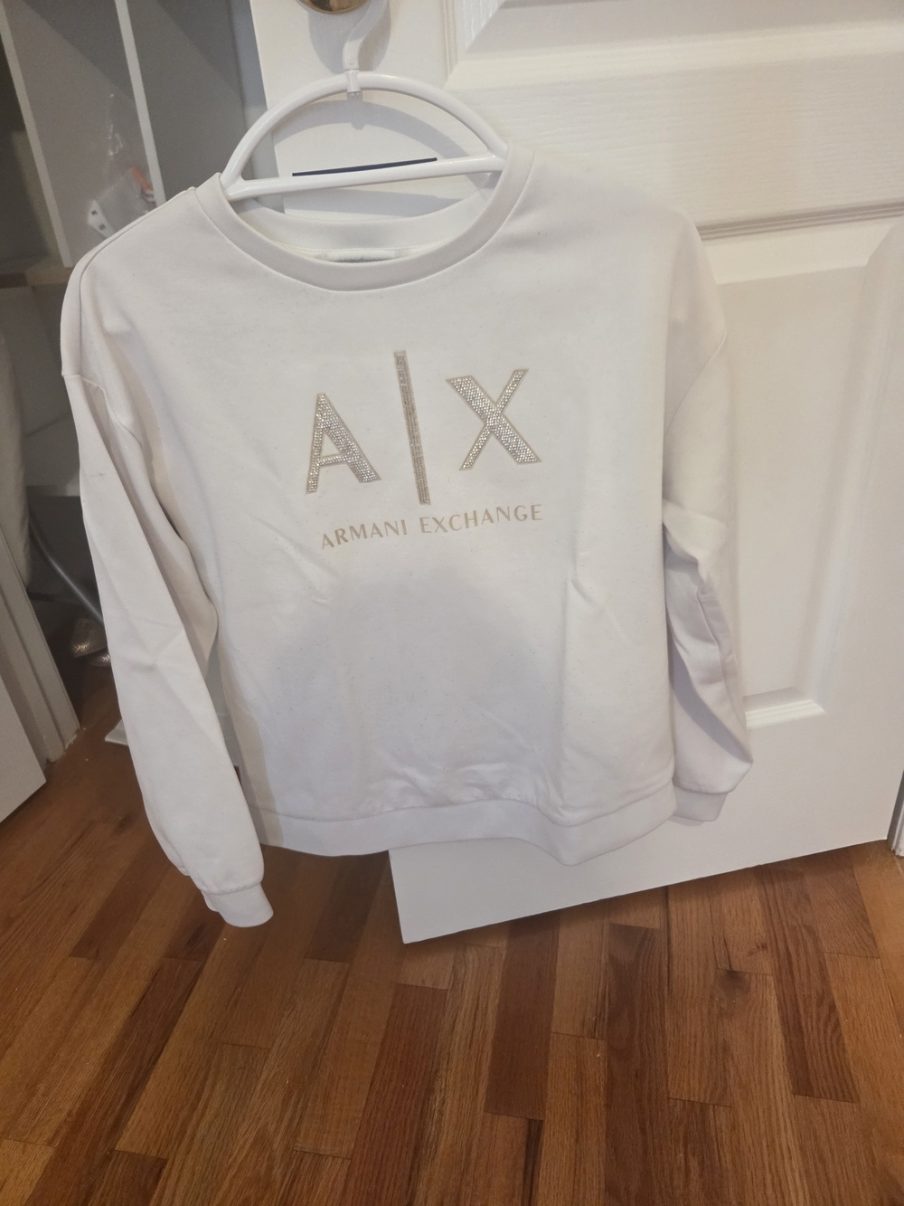 Armani Exchange Women's White Logo Sweatshirt